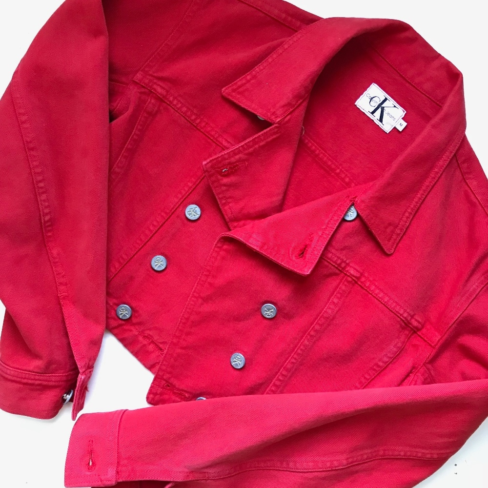 Red Calvin Klein Cropped Jacket